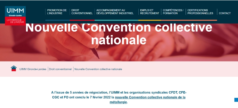 Ecriture de l'UIMM sur la convention collective